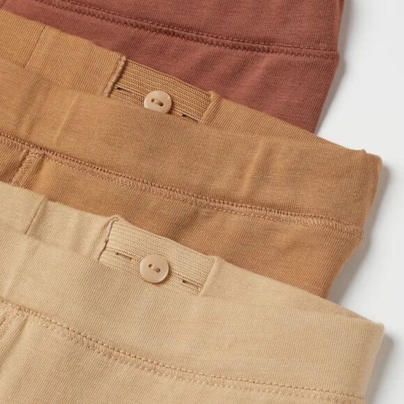 H&M 3-Pack Cotton Leggings Beige/Brown - Picture 3 of 5